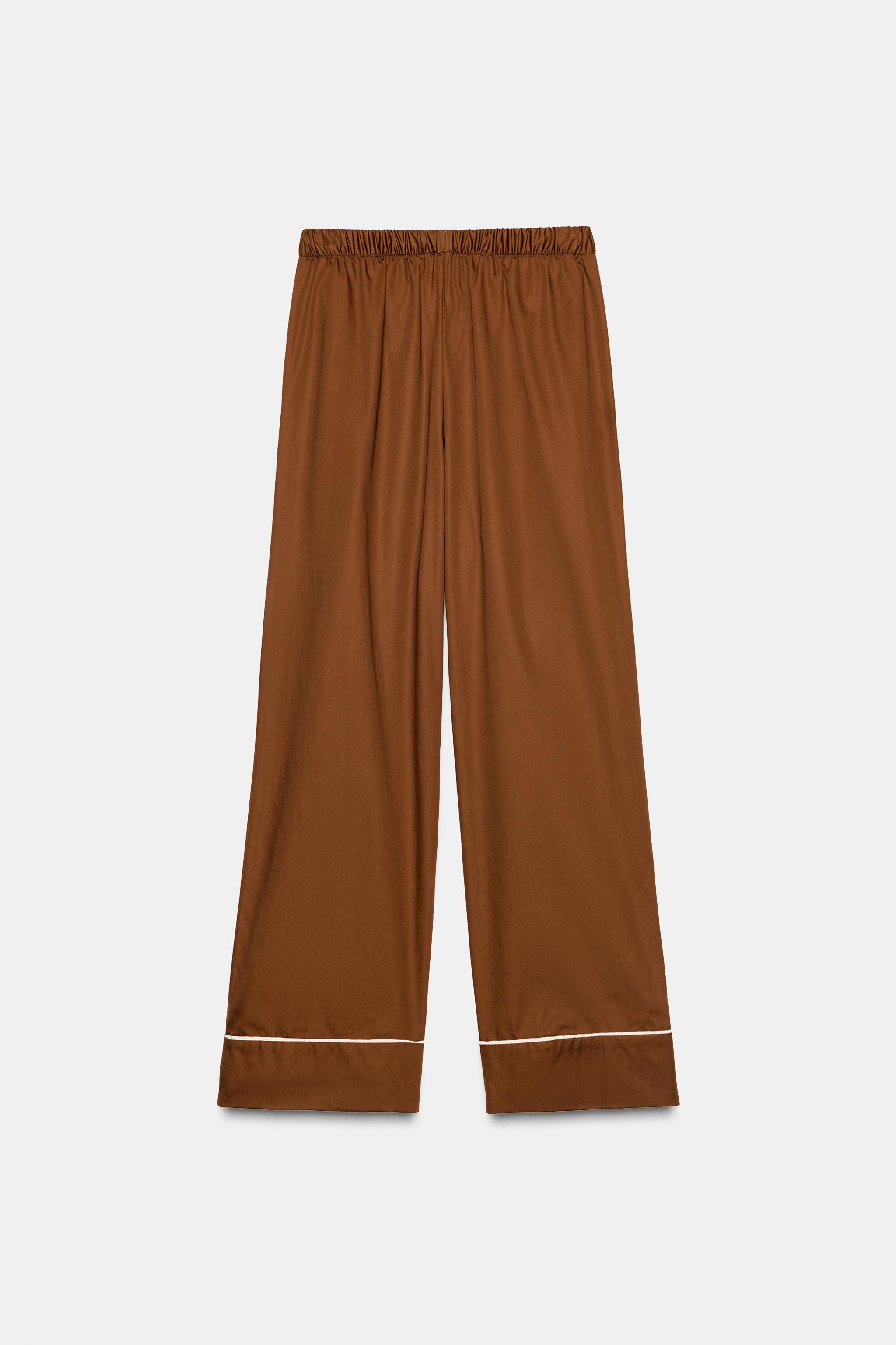 CONTRAST POPLIN PAJAMA PANTS